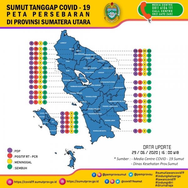 Peta Persebaran 29 Juni di Provinsi Sumatera Utara 